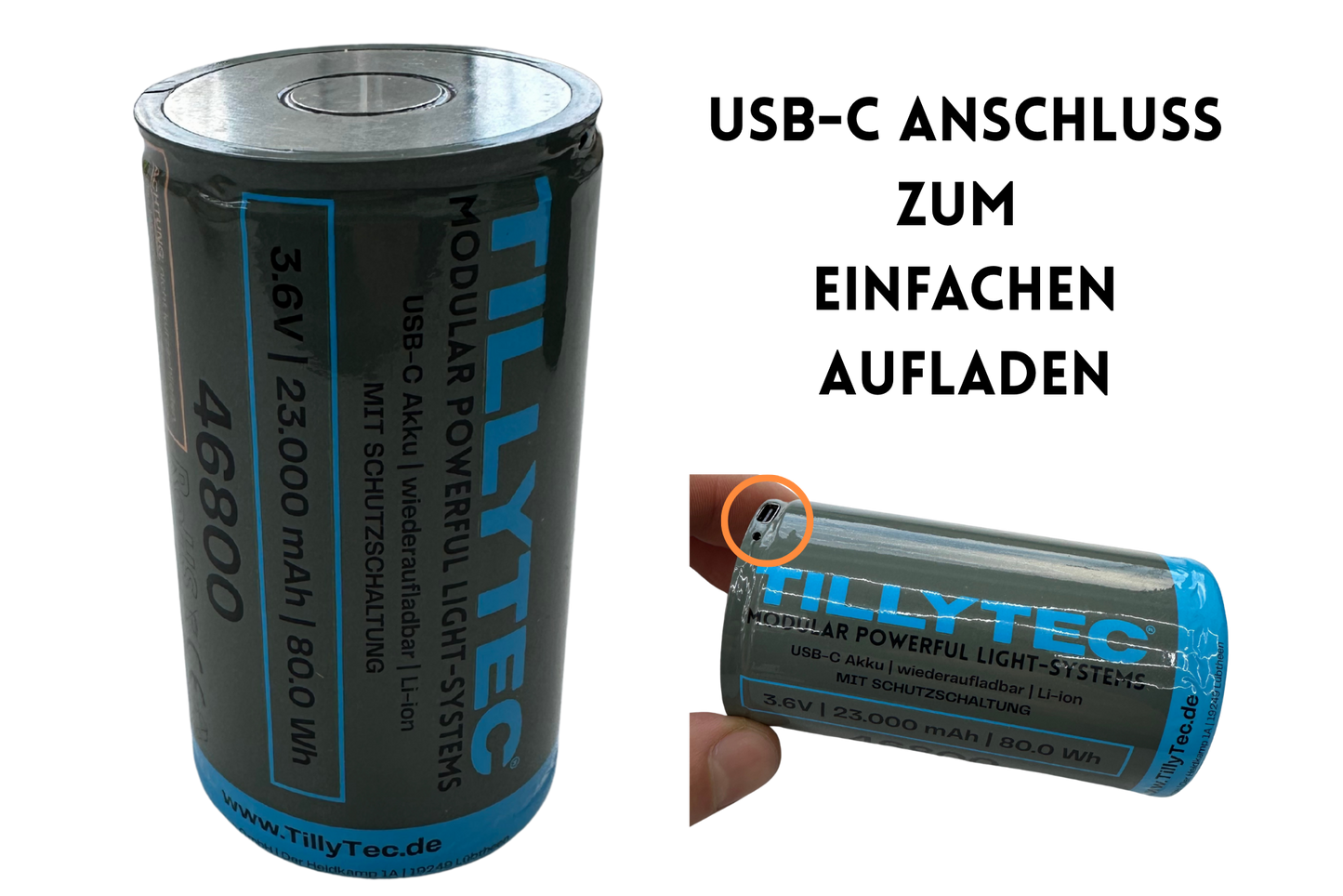 TillyTec® USB C Akku